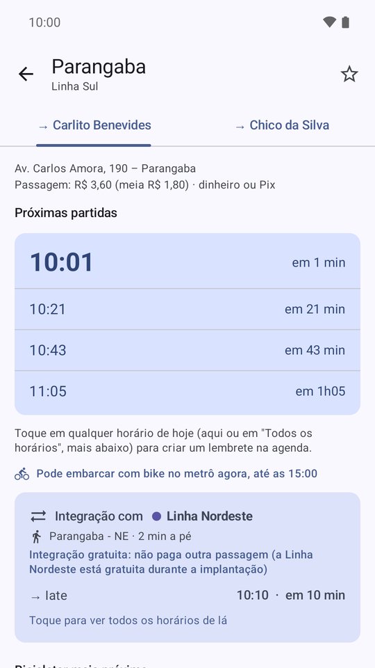 Horários de uma estação